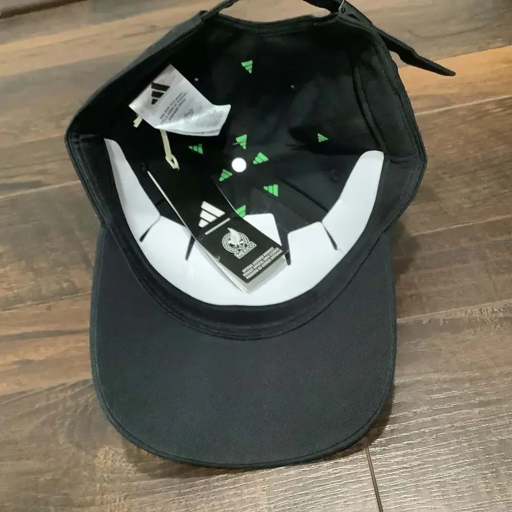 Adidas‎ Mexico 26 Baseball Cap With 3-Stripes - Black/Semi Flash Green